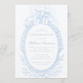 Junge Firmung Blau Heiliger Geist Taube Vintage Einladung (Vorderseite)