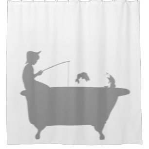 Junge Fische hinter der Tube Silhouette Schattensp Duschvorhang