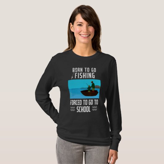 Junge Fischer, die Sprichwort fischen, Geboren T-Shirt (Vorne ganz)