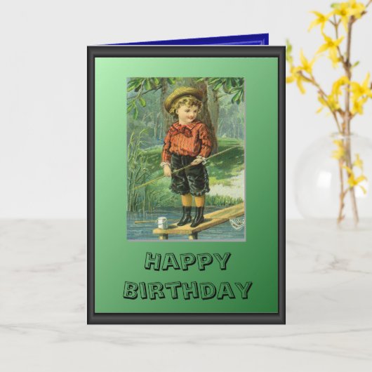 Junge Fischer Karte (Gelbe Blume)