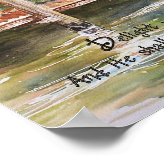 Junge Fischerei mit Hund Psalm 37:4 Poster (Ecke)