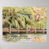 Junge Fischerei mit Hund Psalm 37:4 Poster (Vorne)