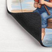 Junge fischt mit einem Pelikan Mousepad (Ecke)