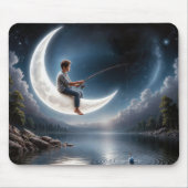 Junge fischt von einem Halbmond Mousepad (Vorne)