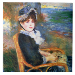 Junge Frau am Meer (von Renoir) Fliese