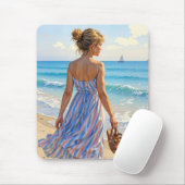 Junge Frau am Strand Mousepad (Mit Mouse)