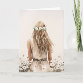 Junge Frau auf dem "Daisy Field" Karte