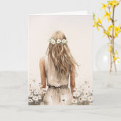 Junge Frau auf dem "Daisy Field" Karte (Gelbe Blume)