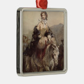 Junge Frau auf einem Pferd Silbernes Ornament (Rechts)