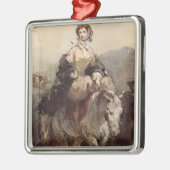 Junge Frau auf einem Pferd Silbernes Ornament (Links)