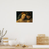 Junge Frau auf ihrer Toilette Poster (Küche)