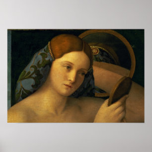 Junge Frau auf ihrer Toilette Poster
