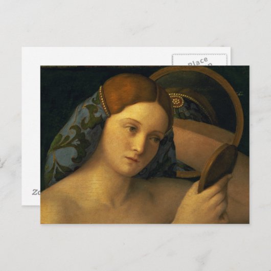 Junge Frau auf ihrer Toilette Postkarte (Vorne/Hinten)