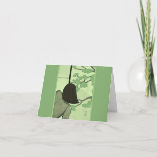 Junge Frau auf Shoji Screen SOMMER Blank Note Karte