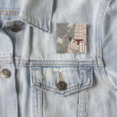 Junge Frau, die durch ihr Moskitonetz, 1766 knit Button (Beispiel)