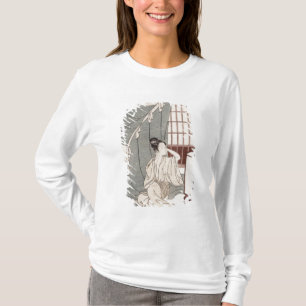 Junge Frau, die durch ihr Moskitonetz, 1766 knit T-Shirt