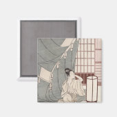 Junge Frau, die durch ihr Moskitonetz kniete, 1766 Magnet (Vorderseite/Rückseite)