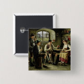 Junge Frau, die einen Zither spielt Button (Vorne & Hinten)