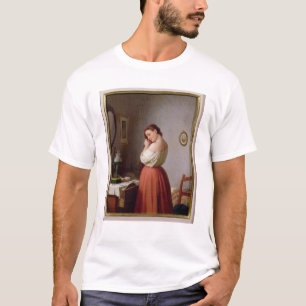 Junge Frau, die ihr Haar flicht T-Shirt