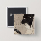 Junge Frau, die Make-up, c.1795-96 anwendet Button (Vorne & Hinten)
