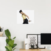 Junge Frau, die sich mit einem Handumdrehen traini Poster (Heimbüro)