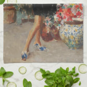 Junge Frau feiert Sieg (Vincenzo Irolli) Geschirrtuch (Gefaltet)