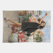 Junge Frau feiert Sieg (Vincenzo Irolli) Geschirrtuch (Horizontal)