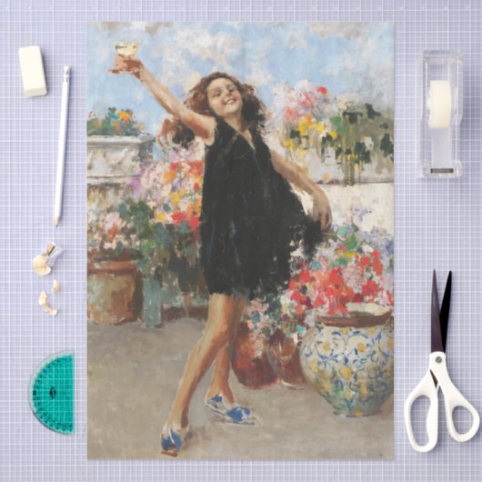 Junge Frau feiert Sieg (Vincenzo Irolli) Seidenpapier (Handwerk)