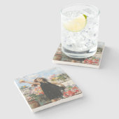 Junge Frau feiert Sieg (Vincenzo Irolli) Steinuntersetzer (Seitenansicht)