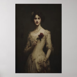 Junge Frau hält welke Rose, Gothic Victorian Poster