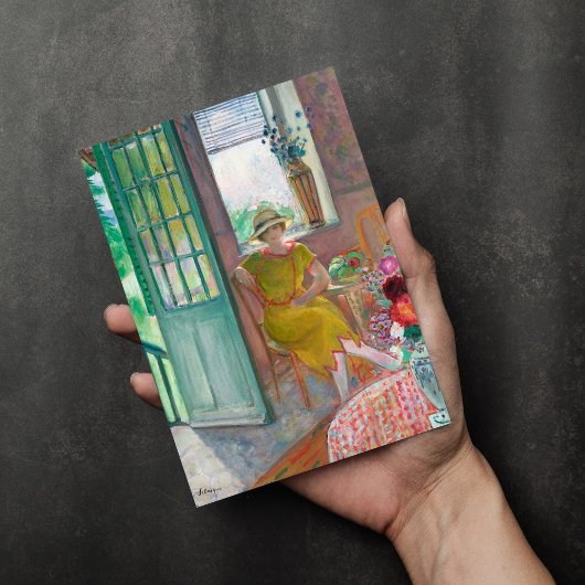 Junge Frau im blühenden Innern | Henri Lebasque Karte