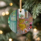 Junge Frau im blühenden Innern | Henri Lebasque Keramik Ornament