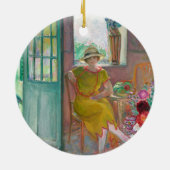 Junge Frau im blühenden Innern | Henri Lebasque Keramik Ornament (Hinten)