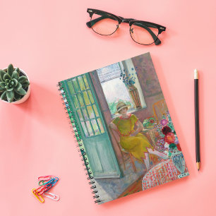 Junge Frau im blühenden Innern   Henri Lebasque Notizblock