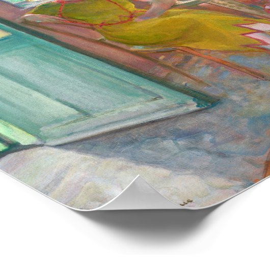 Junge Frau im blühenden Innern | Henri Lebasque Poster (Ecke)