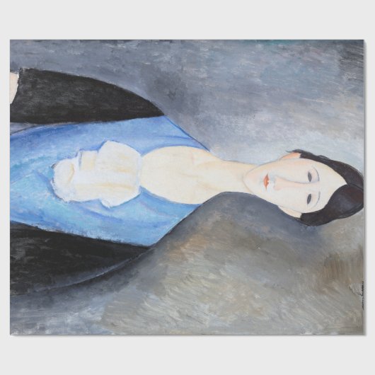 Junge Frau in Blau, Modigliani Geschenkpapier (Flach)