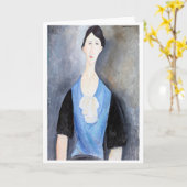 Junge Frau in Blau, Modigliani Karte (Gelbe Blume)