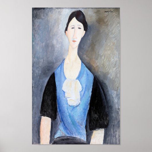 Junge Frau in Blau, Modigliani Poster (Vorne)