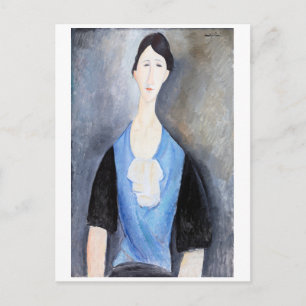 Junge Frau in Blau, Modigliani Postkarte