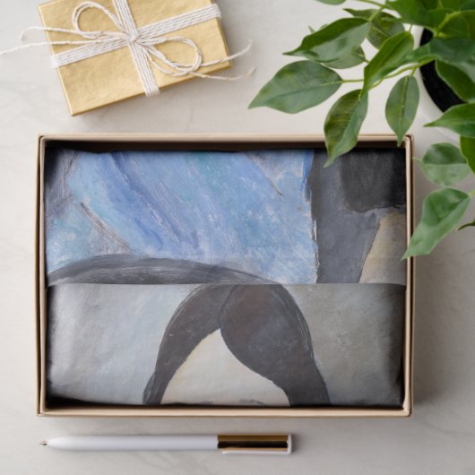 Junge Frau in Blau, Modigliani Seidenpapier (Geschenk)