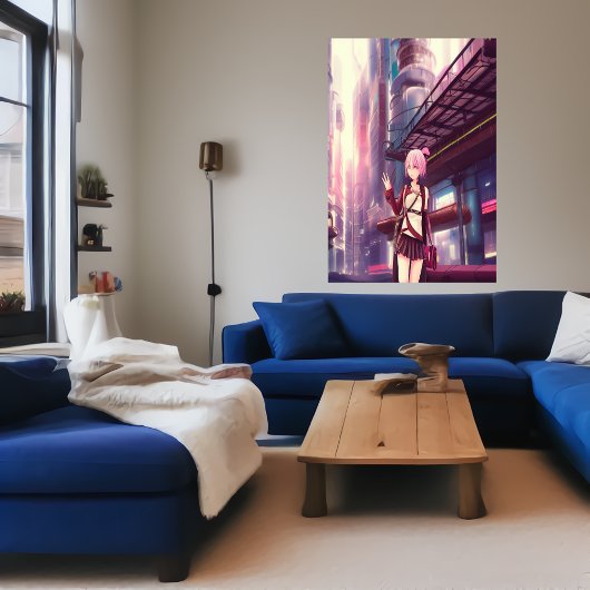 Junge Frau in der Stadt | AI Art Poster