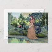 Junge Frau in einem Garten (w/c) Postkarte (Vorne/Hinten)