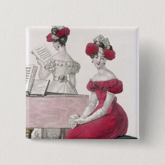 Junge Frau in einem Krepp-Abends-Kleid mit einem Button (Vorderseite)