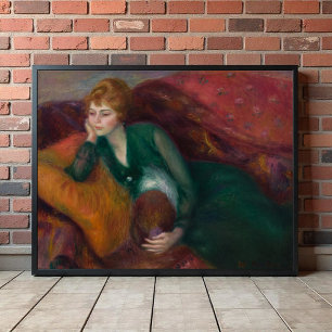 Junge Frau in Grün, William James Glackens Poster