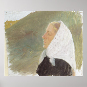 Junge Frau in Schwarz mit Scarf Poster