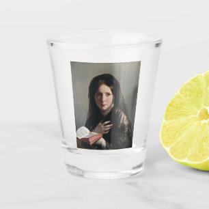 Junge Frau in Träumen verloren (Buch lesend) Schnapsglas