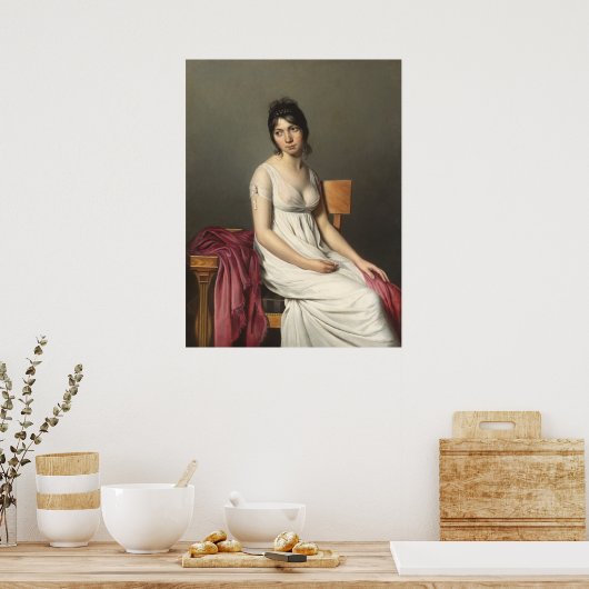 Junge Frau in Weiß, Jacques-Louis David Fine Art Poster (Küche)