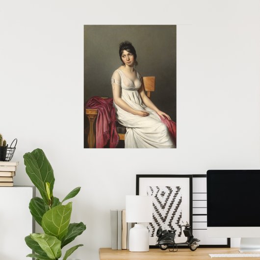 Junge Frau in Weiß, Jacques-Louis David Fine Art Poster (Heimbüro)