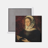 Junge Frau lesen ein Stundenbuch (Öl auf Tafel) Magnet (Vorderseite/Rückseite)