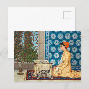 Junge Frau lesend Osman Hamdi Bey Postkarte